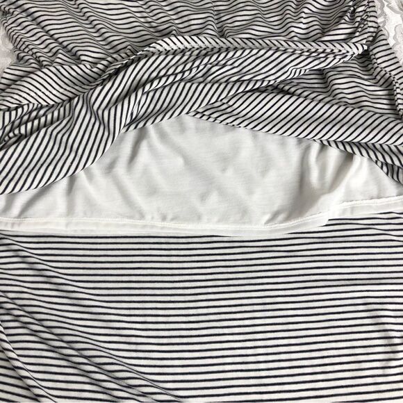 Max Studio Wrap Skirt Ruched Side Midi White/Black Striped Size XL NWT - Picture 8 of 12